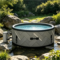 Spa gonflable portable pour 2 à 4 personnes, spa extérieur prêt à l'emploi avec chauffe-eau et couverture