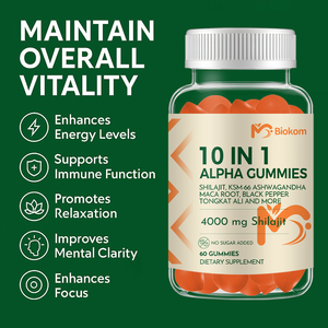 Bikom nhãn hiệu riêng 10-1 Alpha Gummies cao cấp chăm sóc sức khỏe bổ sung shilajit KSM 66 Ashwagandha Maca gốc Tongkat Ali 60 đếm - Product Image 3