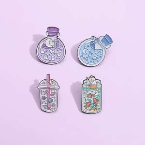 Pin Enamel kartun lucu Pin kerah botol langit berbintang laut bros Planet Boo ikan Aksesori Perhiasan pakaian ransel lencana - Product Image 2