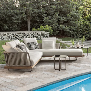 Style moderne Patio corde tissé en aluminium extérieur rayure <span class=keywords><strong>salon</strong></span> L forme canapé <span class=keywords><strong>jardin</strong></span> extérieur mobilier - Product Image 2