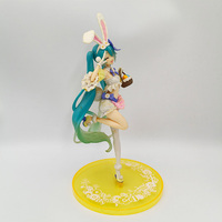 Figurine personnalisée en PVC de fille lapin avec panier et cheveux turquoise, jouet d'art fantastique de collection, statue de présentation, fabricant OEM ODM