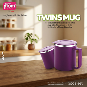 Ensemble de 2 tasses Anax Twins (200 ml) – Tasses à thé et à café isolées avec intérieur en acier inoxydable et extérieur en plastique avec couvercles pour la maison - Product Image 3