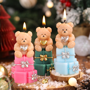 <b>Bear</b> On Gift Box Scented Candle <b>Cute</b> Heart Teddy <b>Bear</b> Candle For Christmas Birthday Party Home Decor Holiday Gift - Product Image 4