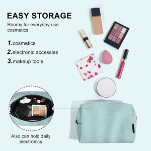 Pochette per Cosmetici in Velluto a Coste Personalizzata e Resistente con Cerniera Metallica, Piccola <span class=keywords><strong>Borsa</strong></span> per il Trucco <span class=keywords><strong>da</strong></span> Donna per <span class=keywords><strong>Borsa</strong></span> - Product Image 5