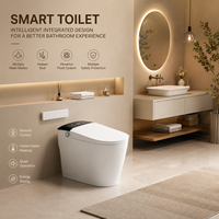 Ensemble WC monobloc en céramique de luxe moderne avec finition dorée, chasse d'eau double, siège chauffant et lavabo assorti