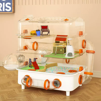 Oufapet Luxe Portable Personnalisé Pet House Acrylique Cabine Meubles de Maison Hamster Cage pour Cochons d'Inde Petits Animaux Avec Armoire