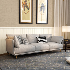 Italian Minimalist Cotton Linen Three Seater Straight <b>Sofa</b> Universal Style Leisure Furniture <b>for</b> Small Living Room Home - Product Image 3