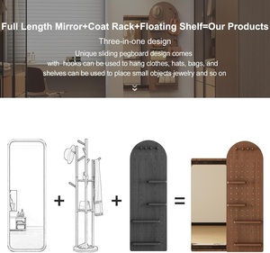 <span class=keywords><strong>Specchio</strong></span> da parete <span class=keywords><strong>a</strong></span> figura intera con pannello forato, scaffale portaoggetti e ganci, design multifunzionale <span class=keywords><strong>per</strong></span> soggiorno e <span class=keywords><strong>ingresso</strong></span> - Disponibile negli USA (ZWJ029) - Product Image 3