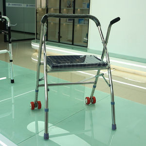 Déambulateur pliable en acier inoxydable avec coussin de siège et roues avant, aide à la marche pour personnes âgées, handicapées, soutien à la rééducation de l'équilibre - Product Image 3
