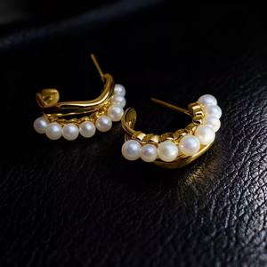 22878DIY Accessoires en argent S925 avec perles, boucles d'oreilles multi-perles tendance avec barre de 3-4 mm et support vide pour barre de 3-4 mm et clou d'oreille - Product Image 4