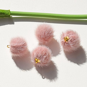Min Ji Jewelry Faux Mink Pom Pom Pendant 20mm DIY Earring Necklace Charm Accessories Wholesale Materials - Product Image 4