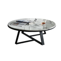 Table basse de luxe chinoise, ensemble de 3 tables d'appoint de canapé avec plateau en pierre frittée pour salon, tables basses modernes