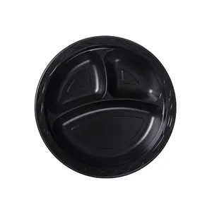 YR 091 Technology Black Plastic Restaurant Takeaway Plates Disposable Home Microwave Plates