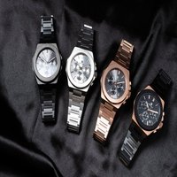 Montre de luxe URBAN ELEGANT pour usage quotidien, boîtier en acier inoxydable 316L gris rose, verre saphir, bracelet 32 mm 18 mm, 3 ATM, quartz