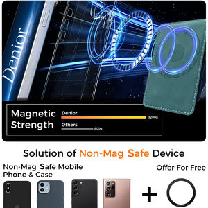 신형 디자인 자석 휴대폰 홀더 지갑 4-6장 카드 수납 패션 슬림 스마트 PU 가죽 마그세이프 아이폰 지갑 카드 커버 - Product Image 4