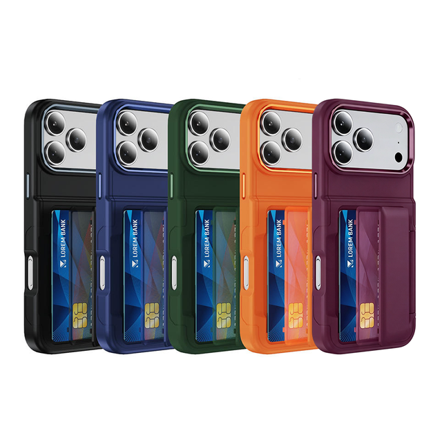 For iPhone 18 17 16 Pro Max RFID Blocking Wallet Case Dual Card Slot Flip Cover Metal Hinge Kickstand Raised Lens Shock Case