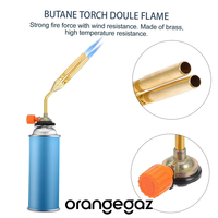 Torche de soudage à double flamme Orangegaz, puissante, portable, pour travaux manuels et projets domestiques, chauffage et soudage.
