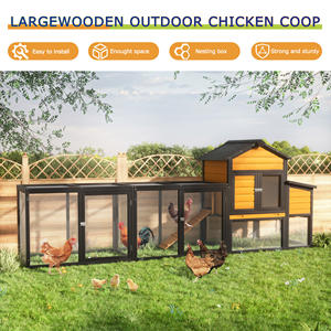 Poulailler extérieur en bois pour 2 à 4 poulets, avec enclos, 7 portes, plateau coulissant, nichoir et rampe, poulailler extensible - Product Image 6