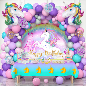 Kit d'<span class=keywords><strong>arche</strong></span> de ballons durables en aluminium et latex avec affiche Joyeux Anniversaire, imprimé offset, pour la décoration d'anniversaire d'enfants - 1 <span class=keywords><strong>licorne</strong></span> - Product Image 1