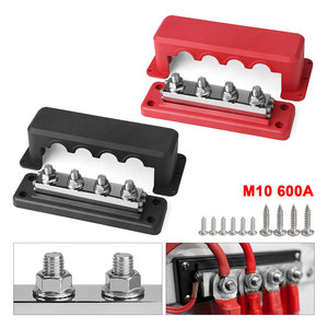 บัสบาร์ 600A M10 4 ช่อง สีแดงดำ สำหรับแท่นชาร์จ ทองแดงชุบนิกเกิล - Product Image 3