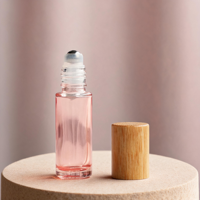 Flacon de parfum et roll-on en verre avec couvercle en bambou personnalisé avec logo, 5 ml, 10 ml, surface polie, cosmétiques, décoration de la maison, flacon roll-on de voyage