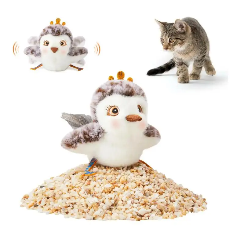 Fábrica al por mayor Juguetes para gatos Flapping Bird Princess Sandpiper, ejercicio interactivo de Chirp Tweet realista para todas las razas