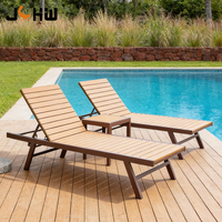 Chaise longue de piscine à cadre en aluminium, chaise longue de jardin en bois et métal pour hôtel, complexe hôtelier, piscine, patio – Approvisionnement direct usine
