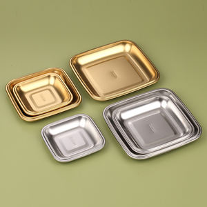 Assiettes à snack en acier inoxydable 304 Plateaux de service pour le dîner Plat à friture Pot à <span class=keywords><strong>fondue</strong></span> Plaques de barbecue coréennes Restaurant - Product Image 4