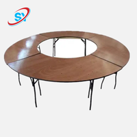 Table de salle à manger pliante traditionnelle en contreplaqué en forme de serpent de 48 pouces pour hôtel, extérieur et mariage
