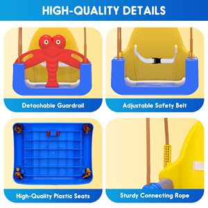 Set <span class=keywords><strong>Altalena</strong></span> e Scivolo 3 in 1 per Bambini, per Interni ed Esterni, con Cintura di Sicurezza, Facile da Montare, Sedile in Plastica e Robusto Supporto in Metallo - Product Image 3