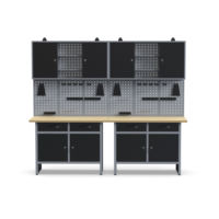 Banc de travail modulaire en acier laminé à froid robuste avec armoires à outils roulantes multi-tiroirs, résistant à l'eau, stockage d'atelier OEM