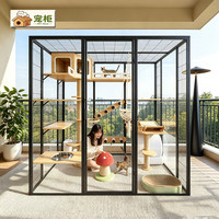 Villa pour chat personnalisée à usage domestique, avec verrière panoramique, espace luxueux et spacieux, maison pour chat d'intérieur avec balcon B3 pour chats de grande taille, fabriquée en Chine