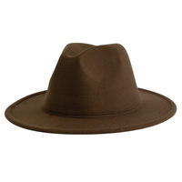 Classique Vintage Large Bord Panama Chapeau Hommes Boucle De Ceinture Feutre Chapeau pour Adulte Taille Solide Couleur Fedora Chapeau