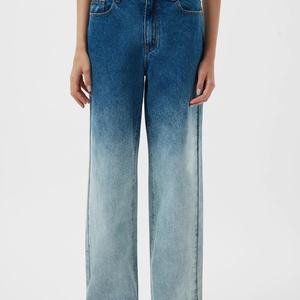 Jean baggy d'été de haute qualité pour femme, coupe droite, en denim délavé et déchiré, avec blocs de couleur - Product Image 3