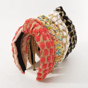 Factory Direct Sale <strong>Hot</strong> <strong>Pink</strong> Knot <strong>Headband</strong> Ready to Ship Pleated Fabric Hairband for Woman - Product Image 1