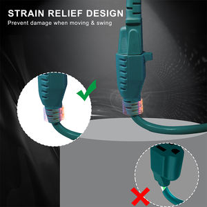 KUNCAN Intérieur Extérieur Noir 1625W SJTW 16AWG Rallonge d'alimentation extérieure 90 Degrés NEMA 5-15P à NEMA 5-15R - Product Image 2