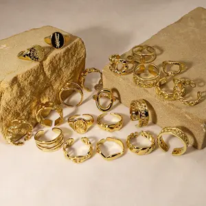 Neuankömmling Edelstahl 18 Karat Gold Öffnungen Blumen ring für Damen Modeschmuck