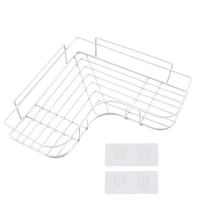 Étagère d'angle murale sans perçage à un niveau pour salle de bain, panier de douche en fer inoxydable robuste, support de rangement en acier inoxydable