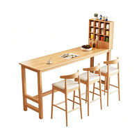 Ensemble table et tabourets rectangulaires en bois massif, mobilier de loisirs moderne avec structure détachable pour salon, bar, balcon