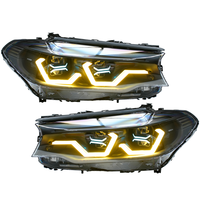 Pour BMW G30 G38 Série 5 2018 2019 2020 Phare fumé 4 feux de croisement 8 feux de route LED adaptatif avec accent bleu Plug and Play