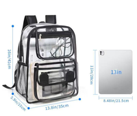 Sac à dos de voyage personnalisé en PVC transparent unisexe étanche 21L de qualité OEM vente en gros avec étui à crayons pour les écoliers