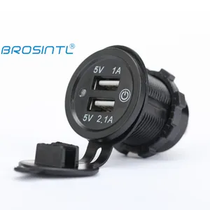 BROSINTL-enchufe de carga USB de doble puerto con indicador LED e Interruptor táctil, salida de 5V 2.1A y 1A, BC029KB