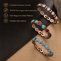 Bracelet ajustable tendance en pierre de cristal turquoise pour femmes et hommes, bijoux de guérison pour soulager l'arthrite, bracelet magnétique en cuivre pur