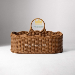 Vente flash : Organisateur de couches en rotin avec bord festonné, boîte de rangement pour la décoration de la chambre d'enfant, prix d'usine - Product Image 1