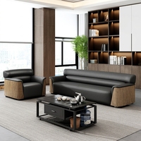 Ensemble de canapé de bureau, table basse moderne en cuir, pour réunion d'affaires, réception, espace invité, détente