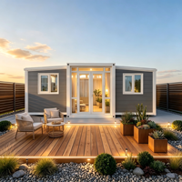 Maison conteneur préfabriquée personnalisable de 40/20 pieds, extensible, avec salon, chambre et salle de bain, maison modulaire mobile pour jardin