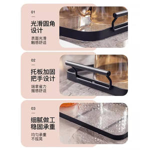 Bandeja de té rectangular moderna con acabado pulido, fácil de limpiar, bandeja de almacenamiento para sala de estar y uso doméstico - Product Image 1