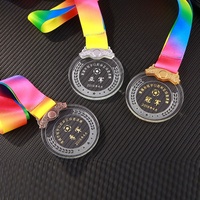 Trofeos de Cristal al por Mayor de Fábrica, Medallas y Placas Personalizadas con Grabado Láser 3D, Medallas Deportivas de Cristal con Cinta