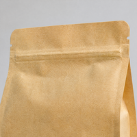 Sachets en papier kraft à fond plat avec fermeture à 8 côtés et fenêtre transparente, qualité alimentaire, logo personnalisé, faible MOQ 50 pour noix, thé, snacks - En stock