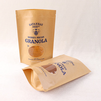 Pochette autoportante personnalisée en kraft/PET/PE laminé, imprimée en héliogravure, refermable avec fermeture éclair, de qualité alimentaire, résistante à l'humidité, pour l'emballage alimentaire